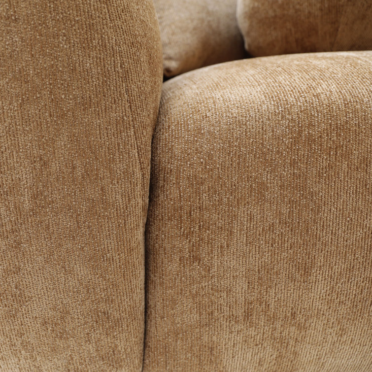 Camel Polyester Blend Upholstered Sofa with Solid Wood Frame