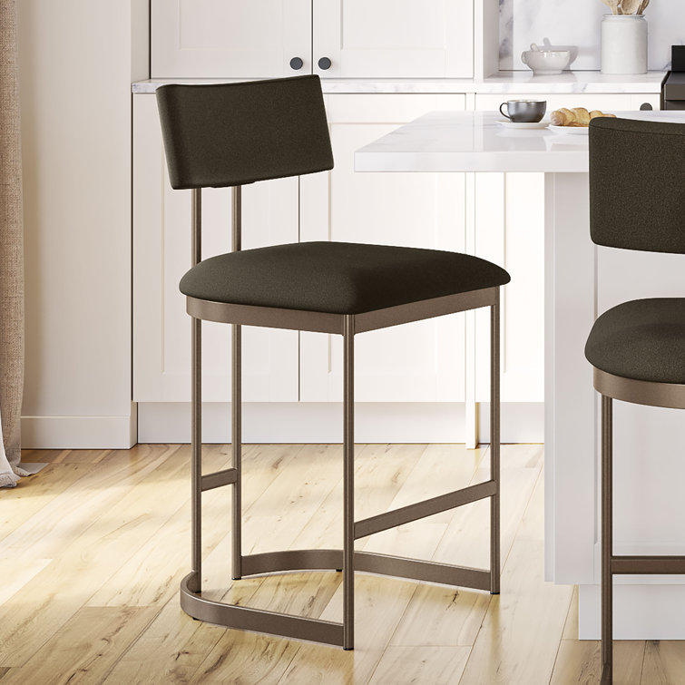 Lucio Dark Brown and Bronze Metal Counter Stool