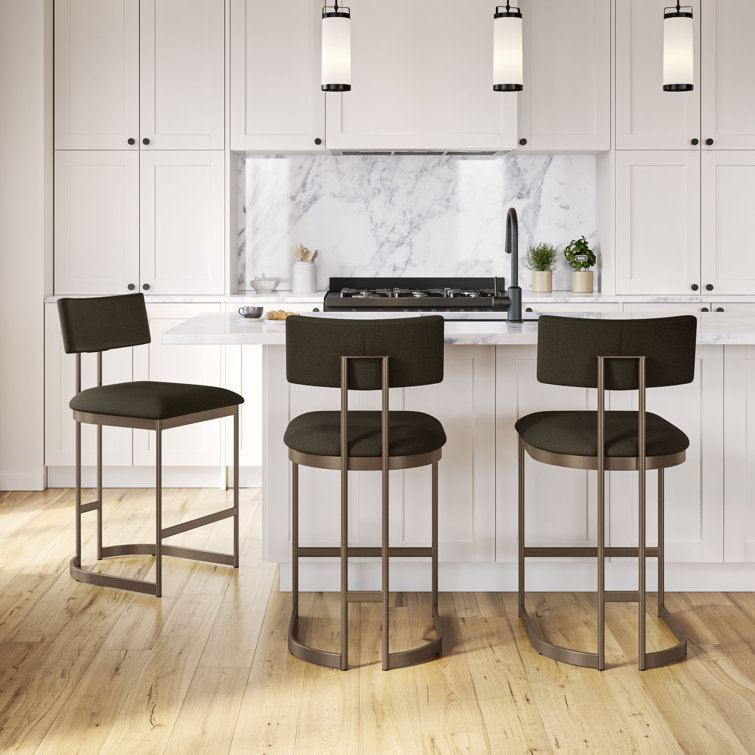 Lucio Dark Brown and Bronze Metal Counter Stool