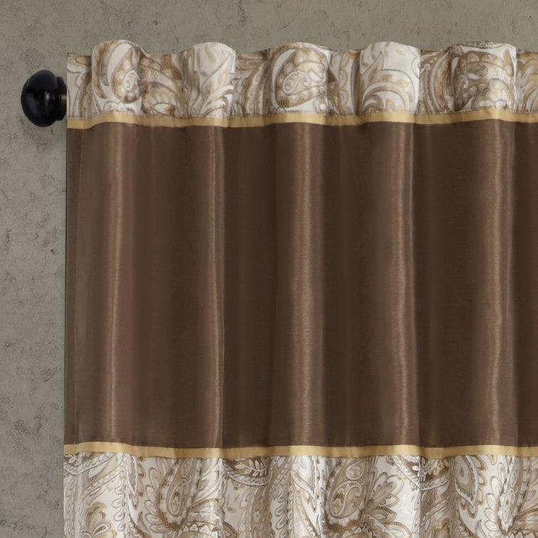 Navy Faux Silk Paisley Jacquard Curtain Panel Pair