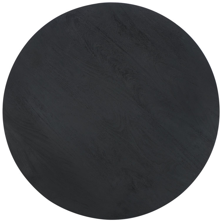 Black Solid Mango Wood Round Coffee Table