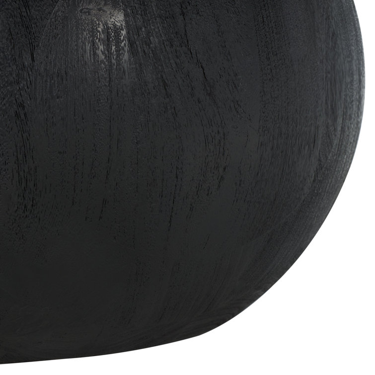 Black Solid Mango Wood Round Coffee Table
