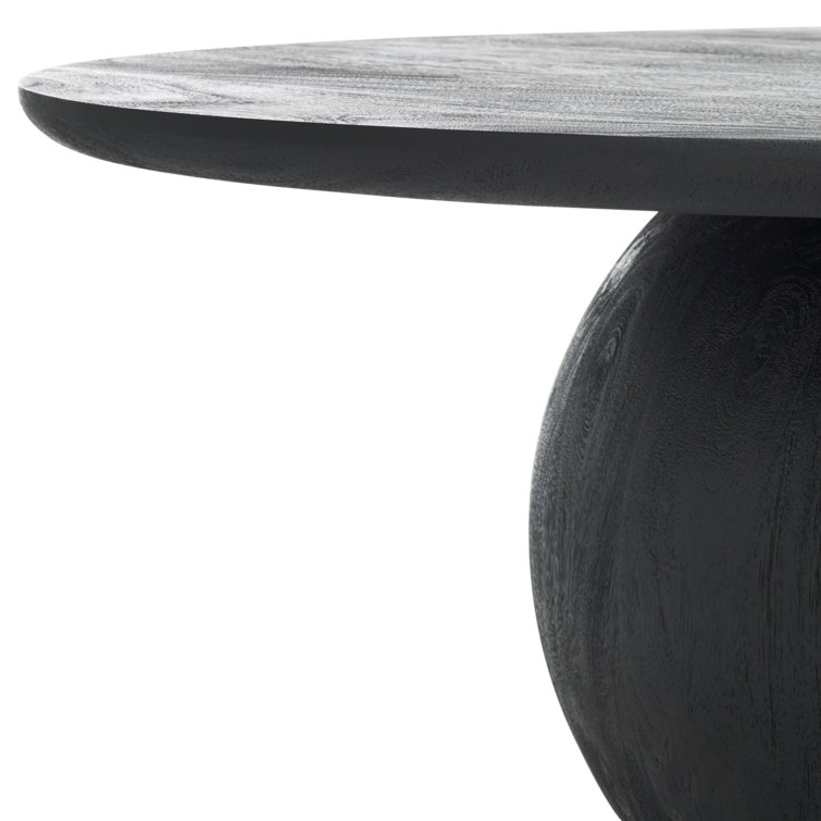 Black Solid Mango Wood Round Coffee Table