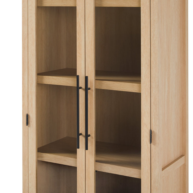 Coastal Oak Arched Bookshelf with Glass Doors