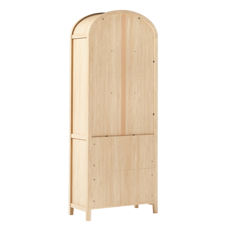 Coastal Oak Arched Bookshelf with Glass Doors