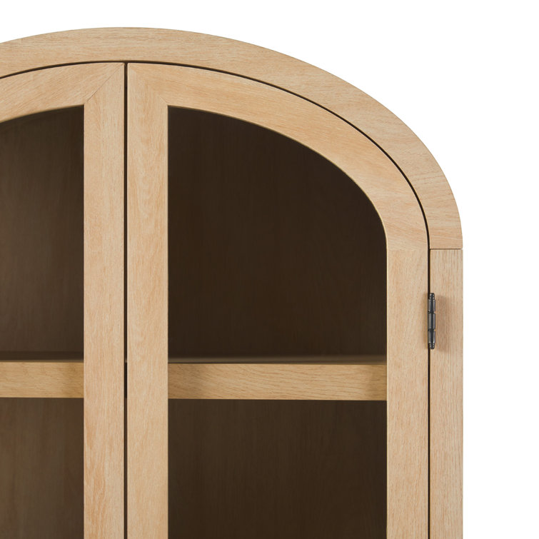 Coastal Oak Arched Bookshelf with Glass Doors