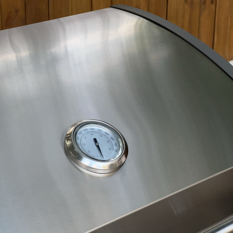 96 Inch Gray Stone Stainless Steel Propane Grill Island with Rotisserie