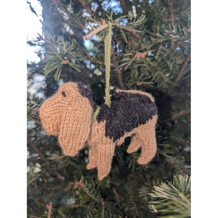 Hand-Knit Alpaca Wool Bloodhound Dog Ornament