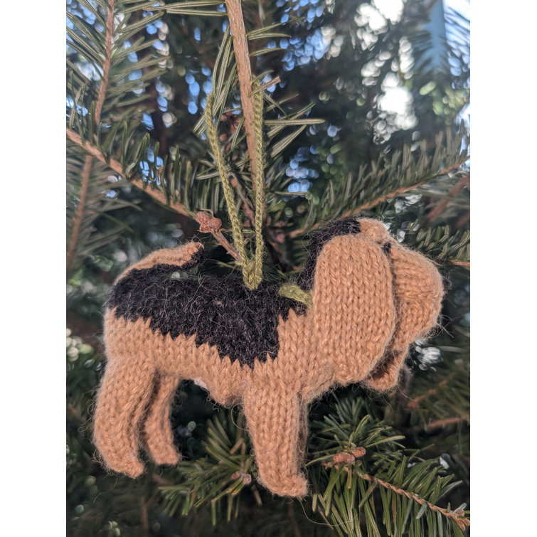 Hand-Knit Alpaca Wool Bloodhound Dog Ornament
