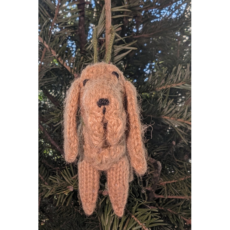 Hand-Knit Alpaca Wool Bloodhound Dog Ornament