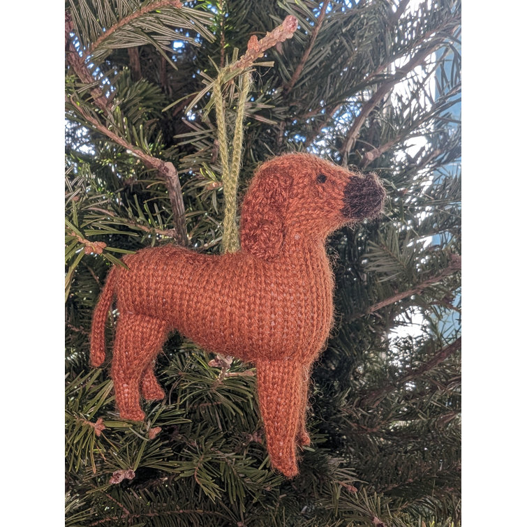 Hand Knit Brown Alpaca Wool Rhodesian Ridgeback Dog Ornament