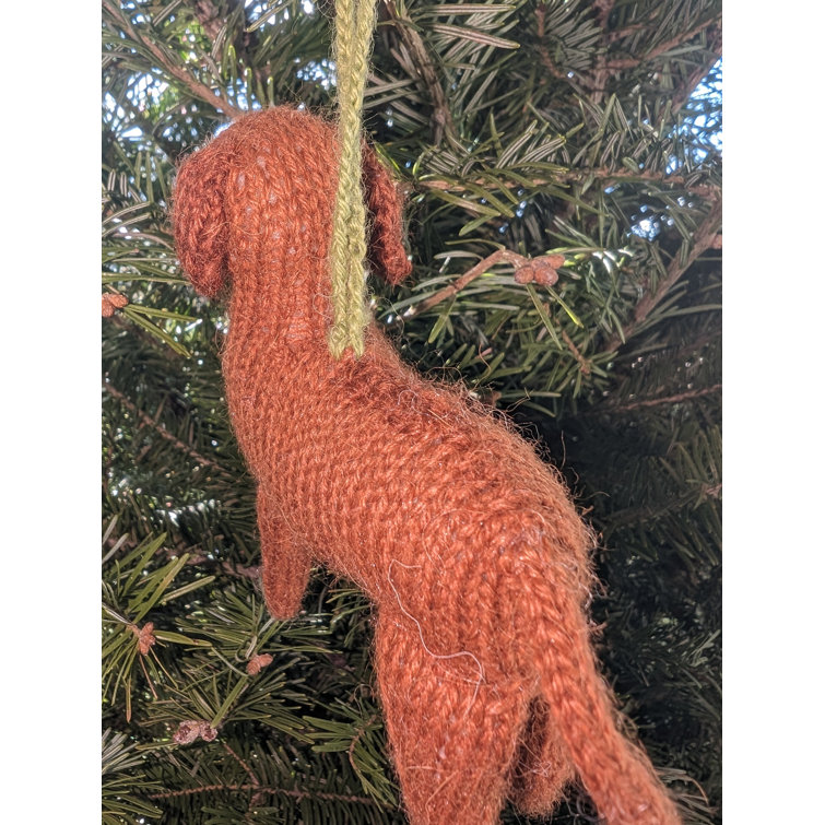 Hand Knit Brown Alpaca Wool Rhodesian Ridgeback Dog Ornament