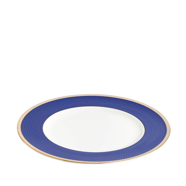 Hibiscus 10.75" White and Blue Porcelain Dinner Plate