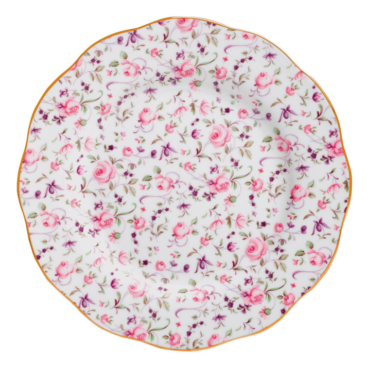 Rose Confetti Floral Porcelain 5-Piece Place Setting with Gold Rim
