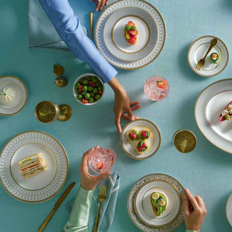 Renaissance Gray and Gold 5-Piece Porcelain Place Setting