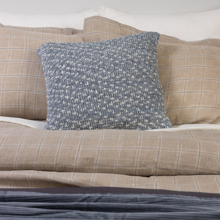 Indigo Knitted Cotton Throw Pillow with Removable Cover