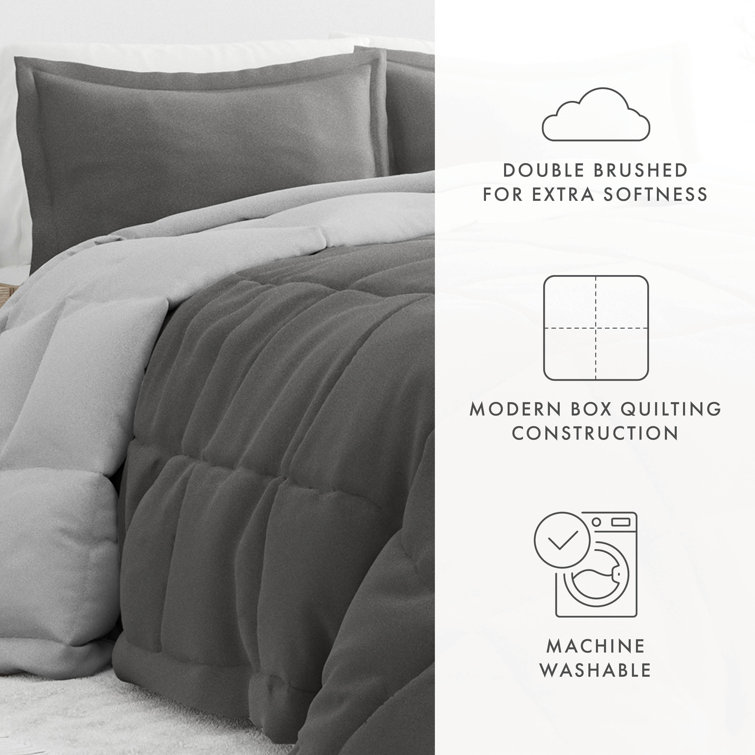King Gray Reversible Down Alternative Microfiber Comforter Set