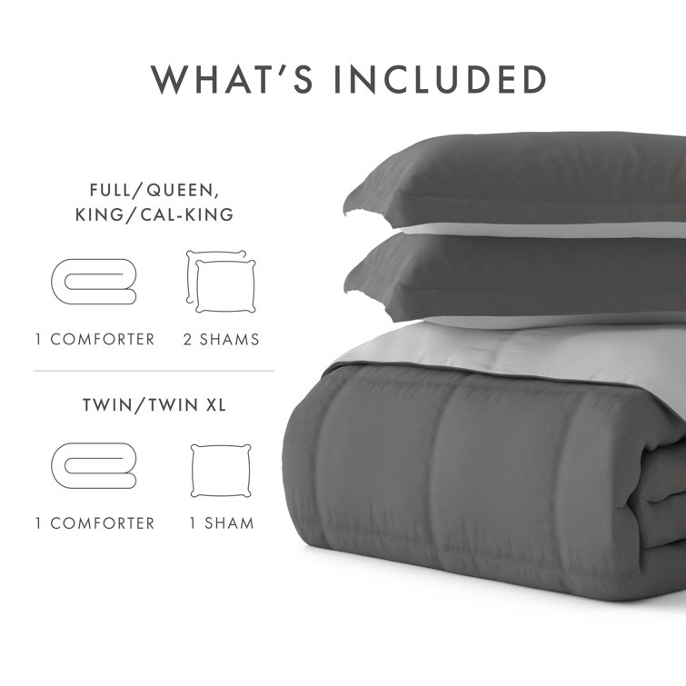 King Gray Reversible Down Alternative Microfiber Comforter Set