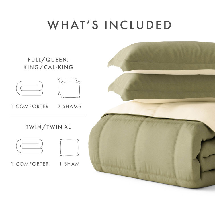 Sage Reversible Microfiber Down Alternative Comforter Set