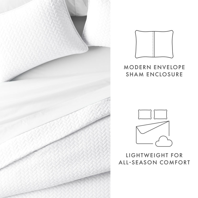Herring Stitched Super Soft Twin Coverlet Set in White