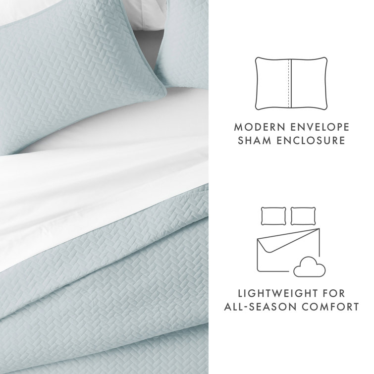 Pale Blue Twin Microfiber Quilted Coverlet & Sham Set