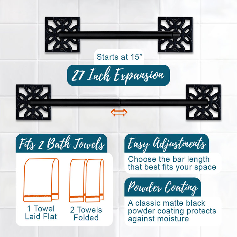 Matte Black 5-Piece Bathroom Hardware Set with Towel Rack