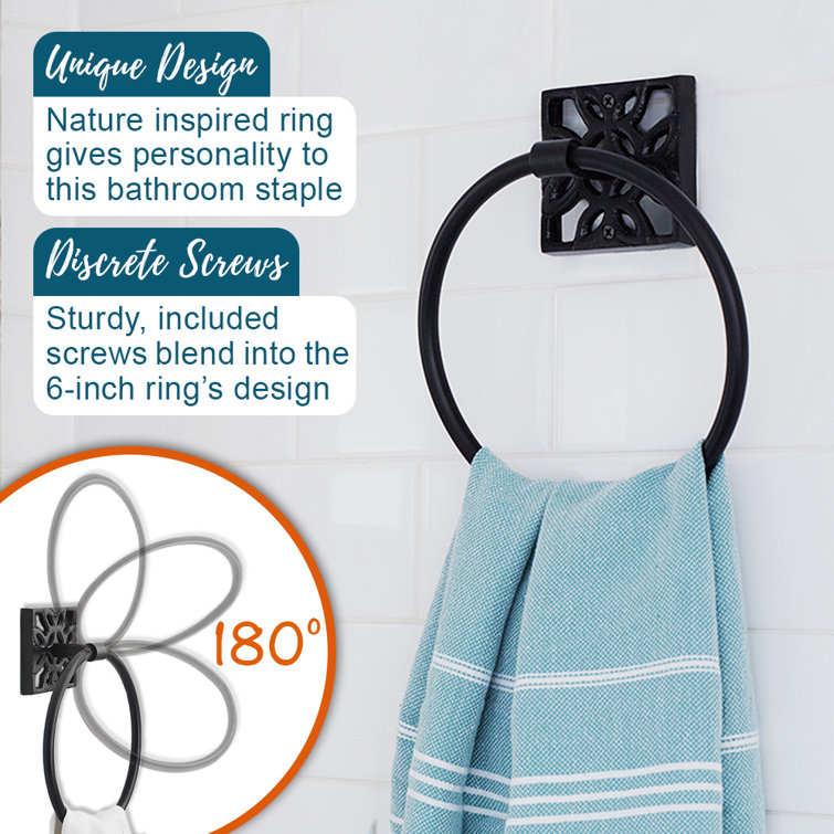 Matte Black 5-Piece Bathroom Hardware Set with Towel Rack