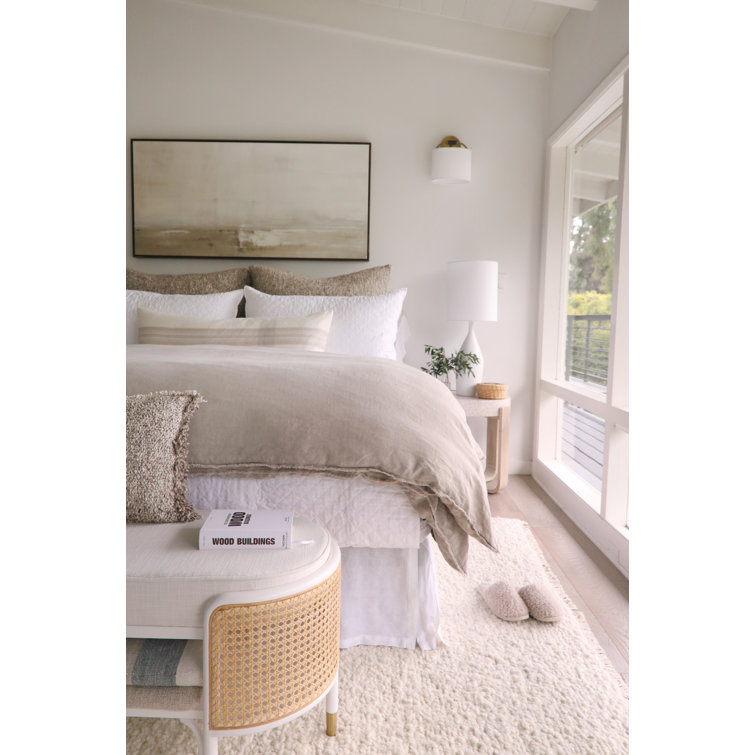White Cotton Plaid Rectangular Lumbar Pillow