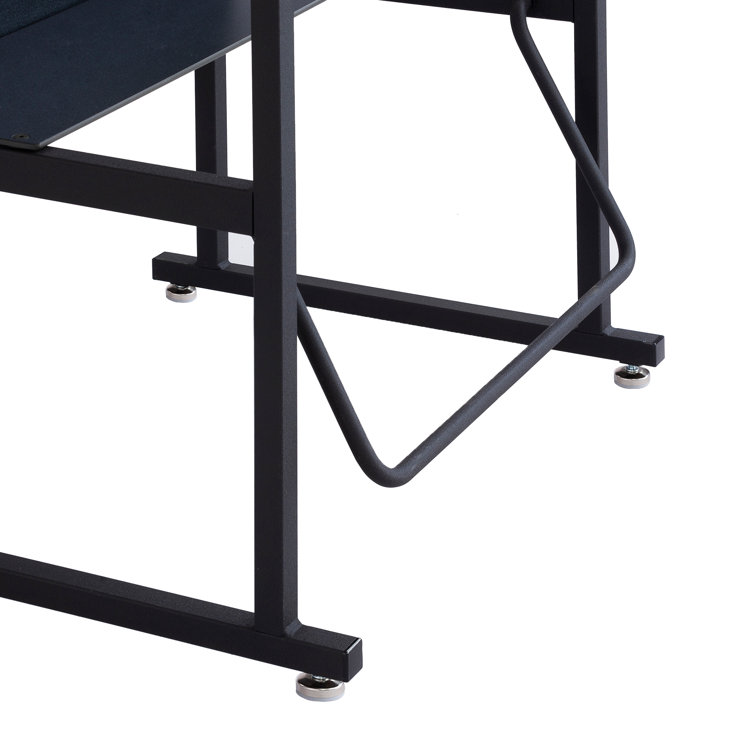Adjustable Black Steel Standing Desk with Dry Erase Surface and Footrest Bar