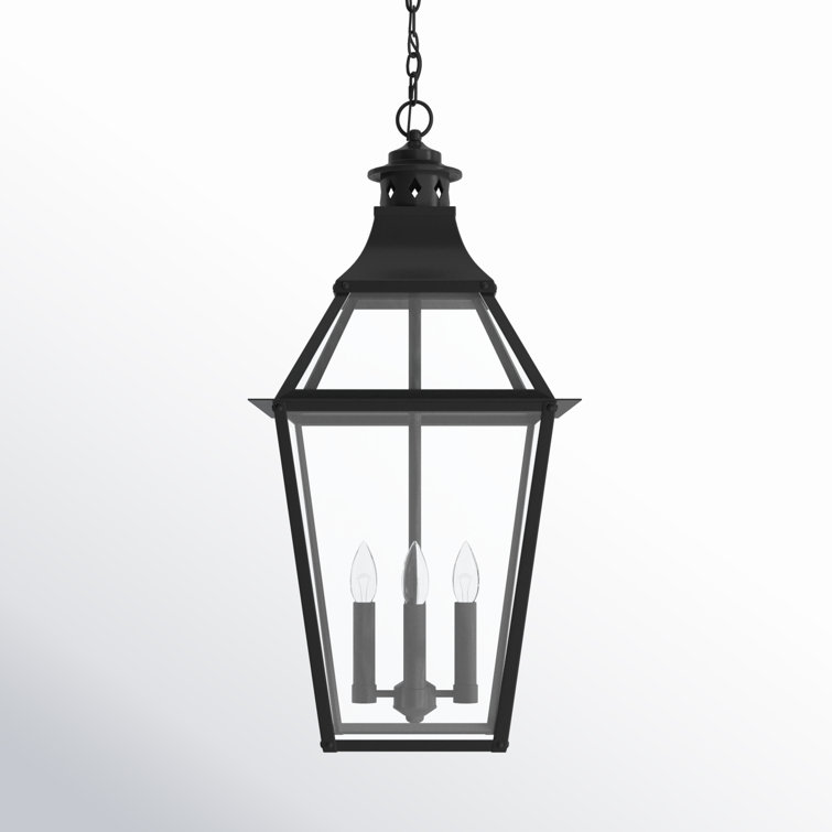 Jackson Matte Black and Gold 4-Light Outdoor Hanging Lantern
