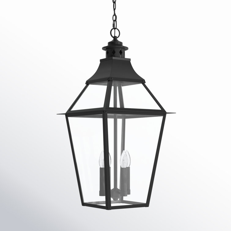 Jackson Matte Black and Gold 4-Light Outdoor Hanging Lantern