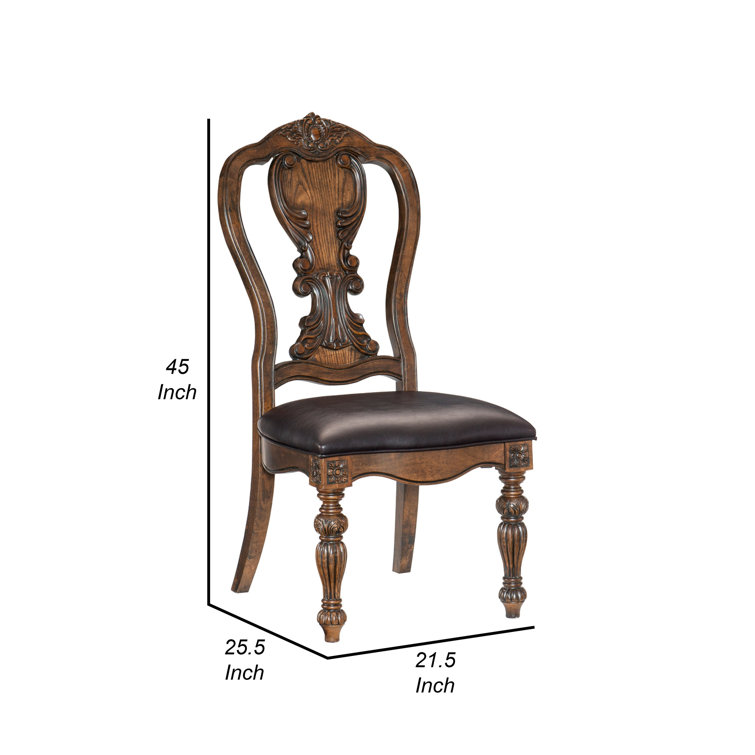 Devi High Back Brown Faux Leather Upholstered Side Chair