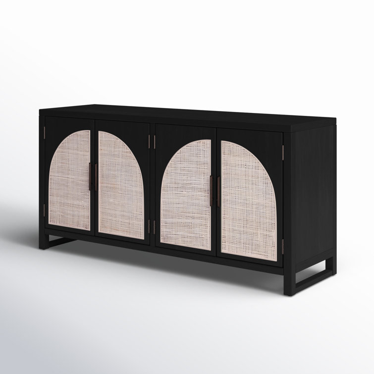 Aki 65'' Black Oak Sideboard with Cane Doors