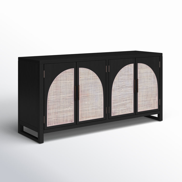 Aki 65'' Black Oak Sideboard with Cane Doors