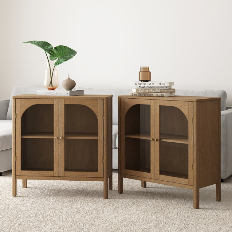 Mason 31'' Light Brown Oak Sideboard with Glass Doors