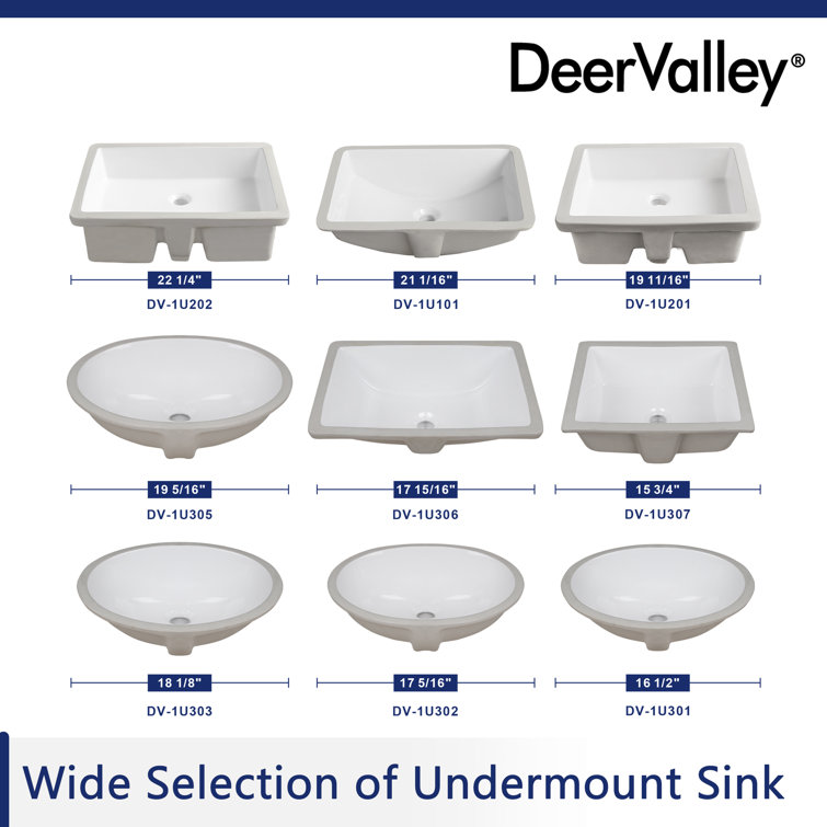 White Ceramic Rectangular Undermount Bathroom Sink with Overflow