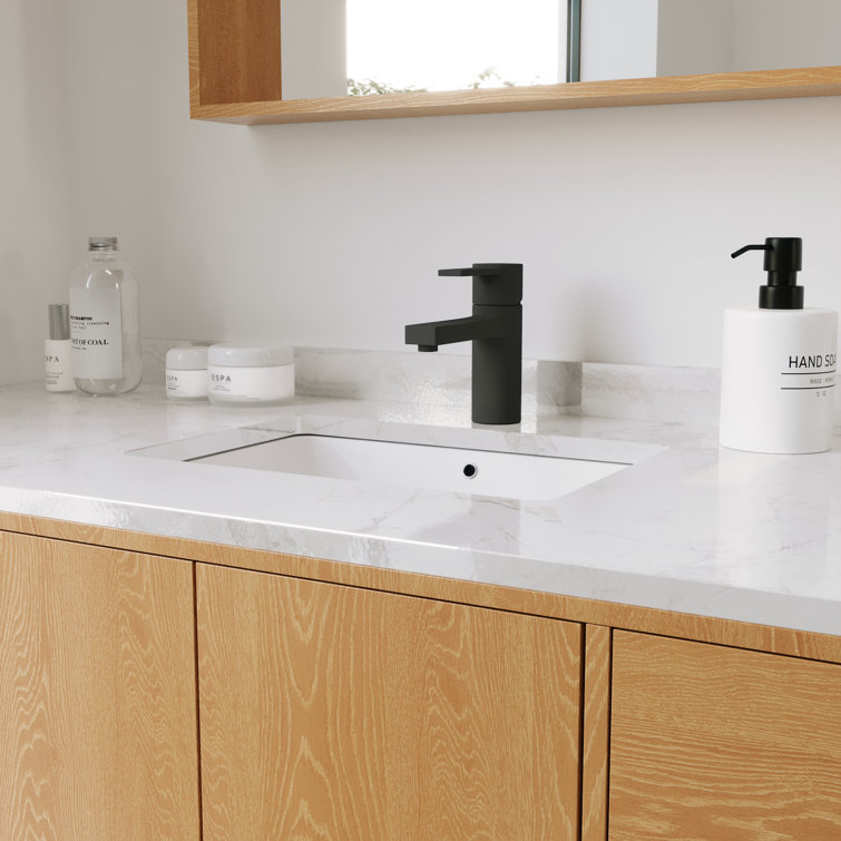 White Ceramic Rectangular Undermount Bathroom Sink with Overflow
