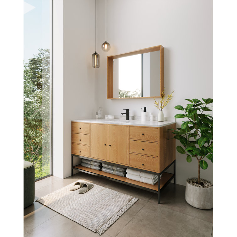 White Ceramic Rectangular Undermount Bathroom Sink with Overflow