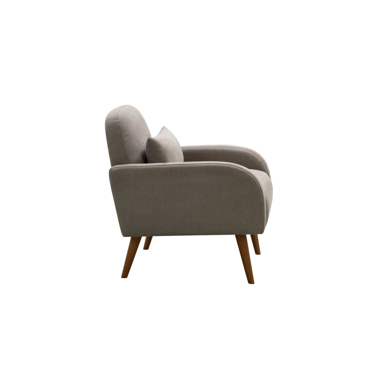 Gray Upholstered Modern Rocking Chair with Wooden Legs