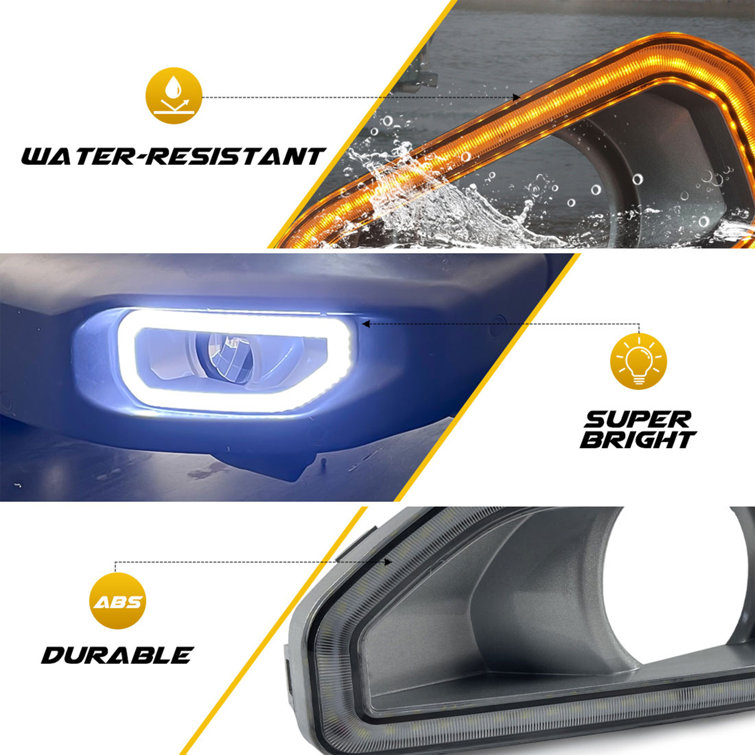 Amber and White LED Plastic Fog Light Covers for SUV