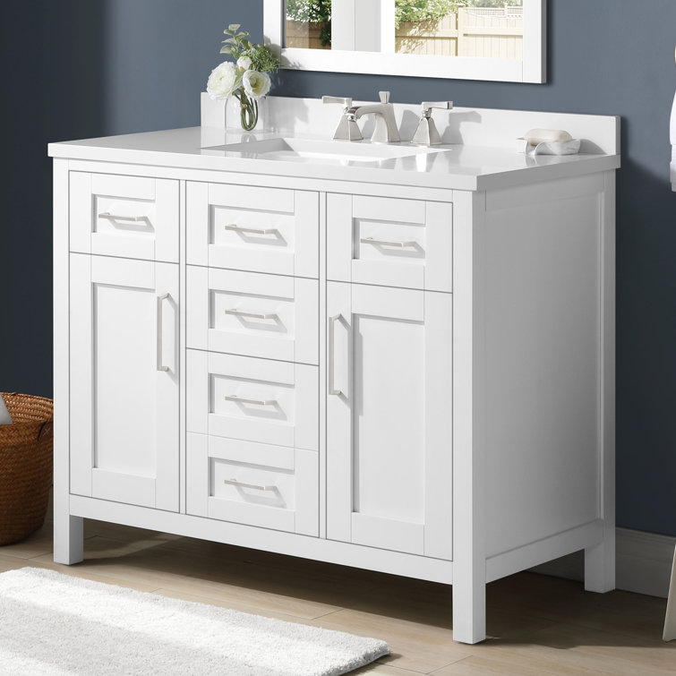 Tahoe 42" Pure White Engineered Stone Single Sink Vanity Set