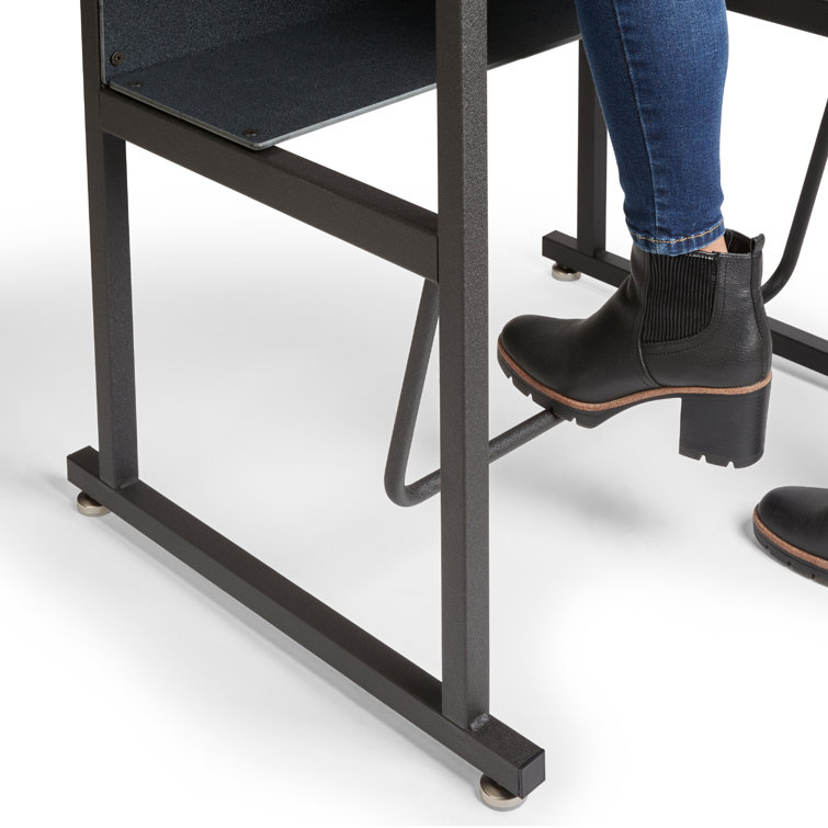 Adjustable Black Steel Writing Desk with Shelf