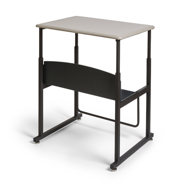 Adjustable Black Steel Writing Desk with Shelf