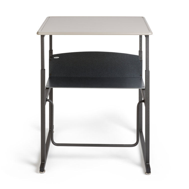 Adjustable Black Steel Writing Desk with Shelf