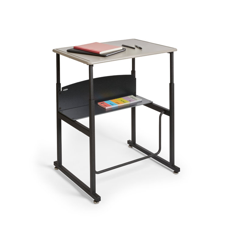 Adjustable Black Steel Writing Desk with Shelf
