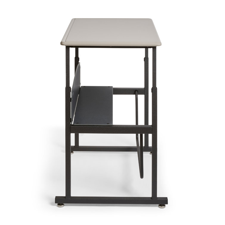 Adjustable Black Steel Writing Desk with Shelf