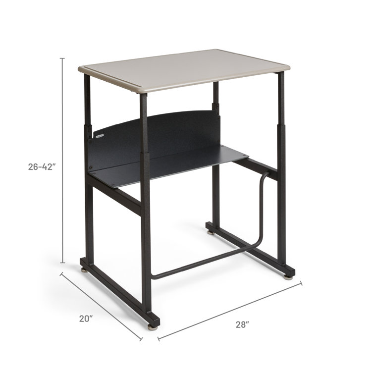 Adjustable Black Steel Writing Desk with Shelf
