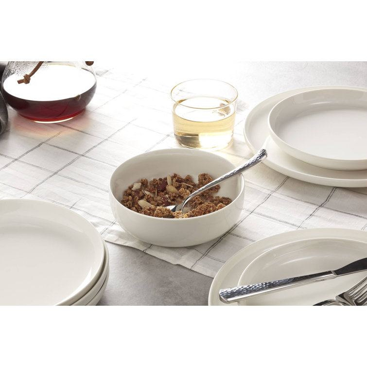 White Porcelain 12-Piece Dinnerware Set for Four