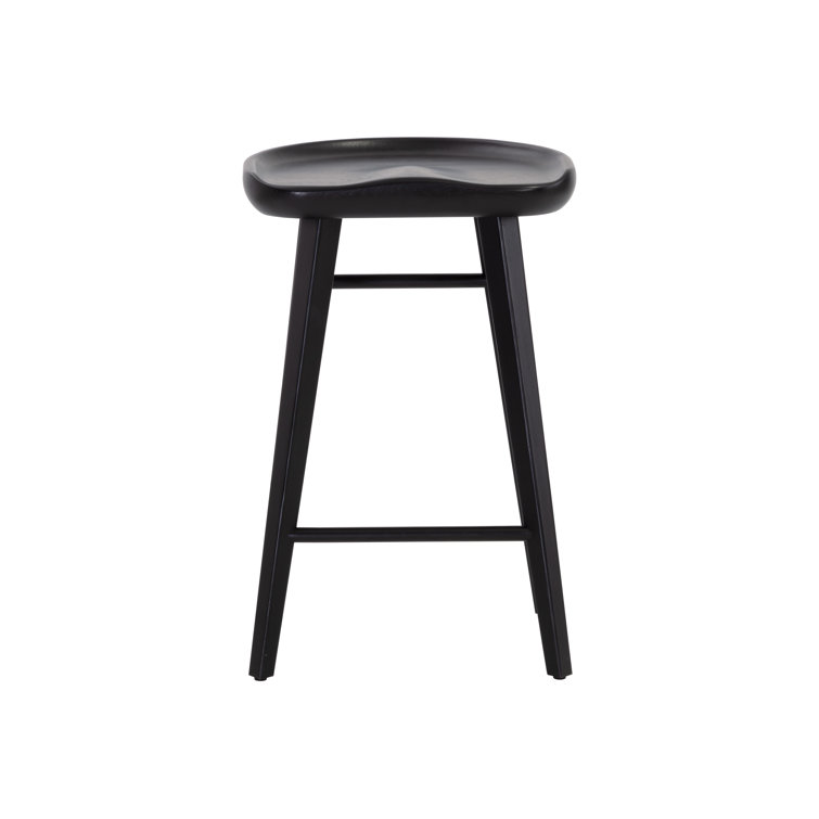 Dominic Black Solid Oak Mid-Century Modern Counter Stool