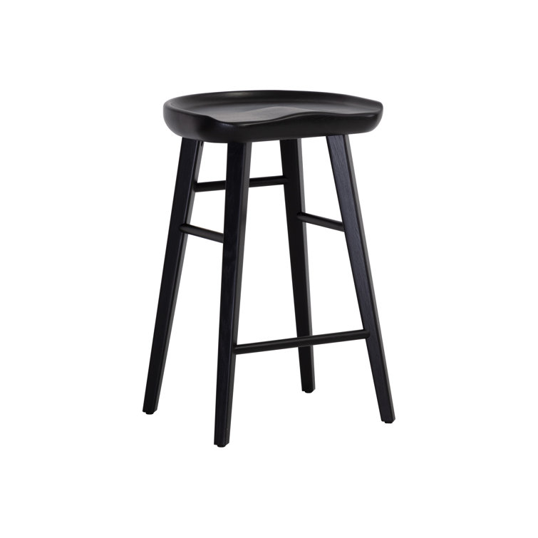 Dominic Black Solid Oak Mid-Century Modern Counter Stool